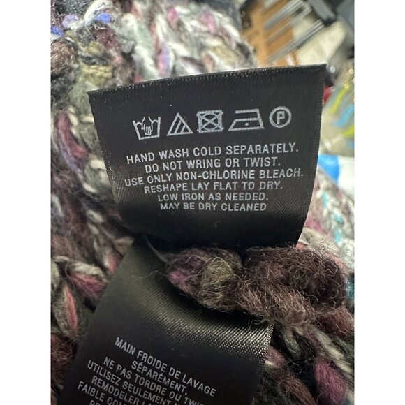 Anthropologie Moth Chunky Knit Open Cardigan Sweater Large Multicolor Cozy Boho - Picture 11 of 11